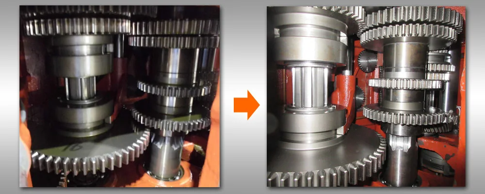 Machine tool spindle gearbox drive train before and after overhaul